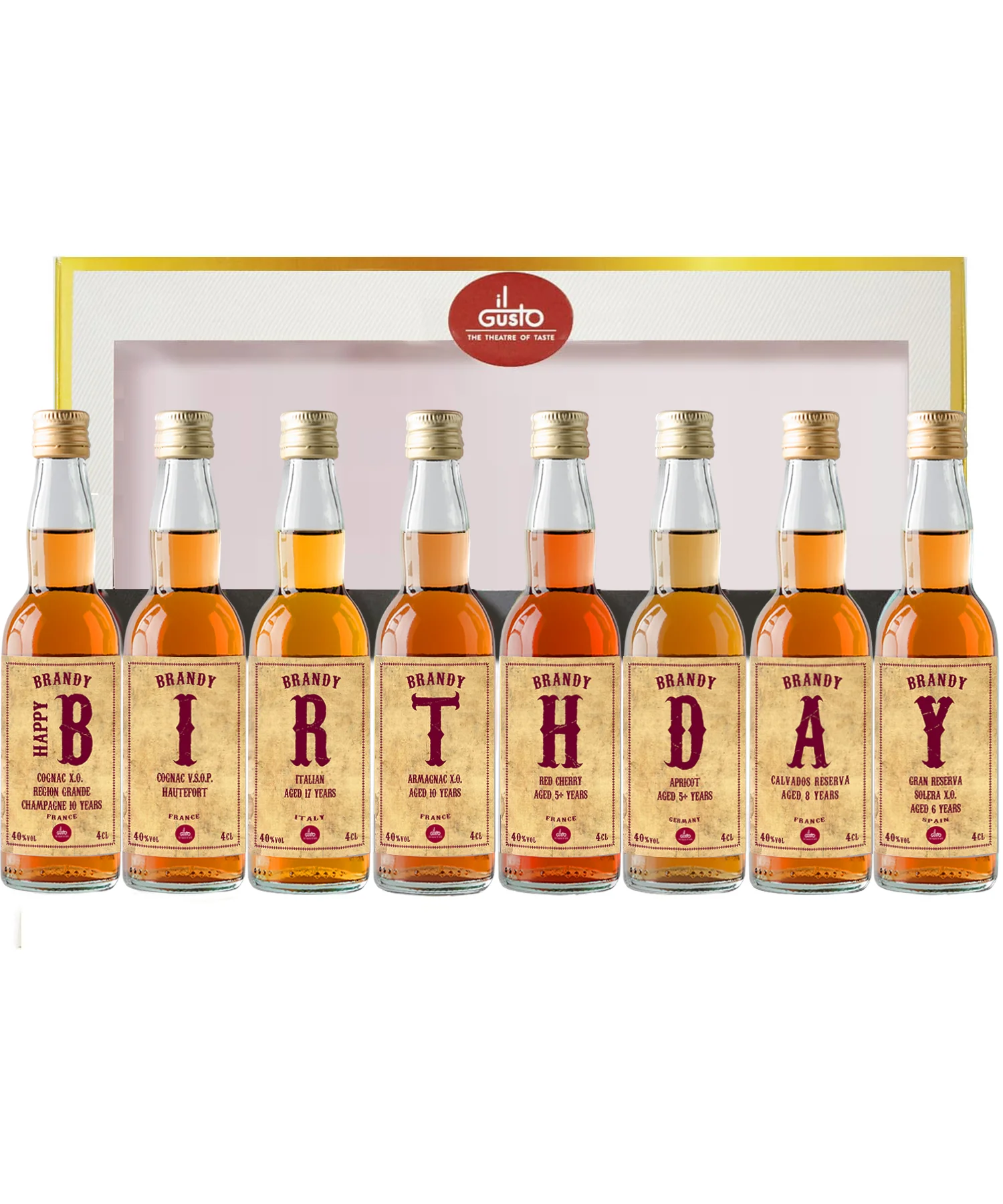 Birthday Gift - Premium Brandy Tasting Gift Set 40 ml (Pack of 8) Alc: 40% - Image 3