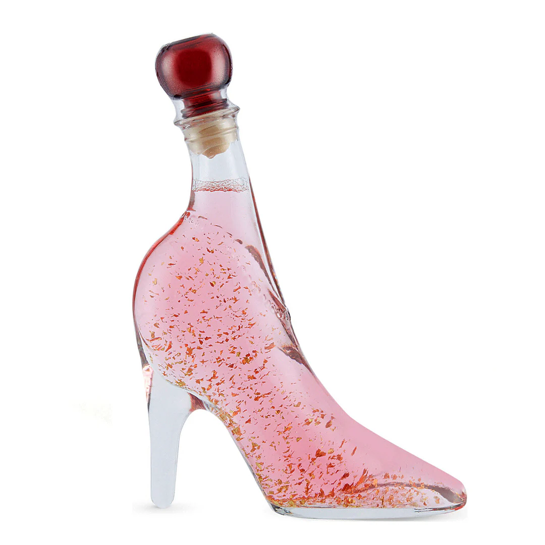 Pink Vodka Gift with Edible 22 carat gold flakes in Lady Shoe 350ml - Image 3