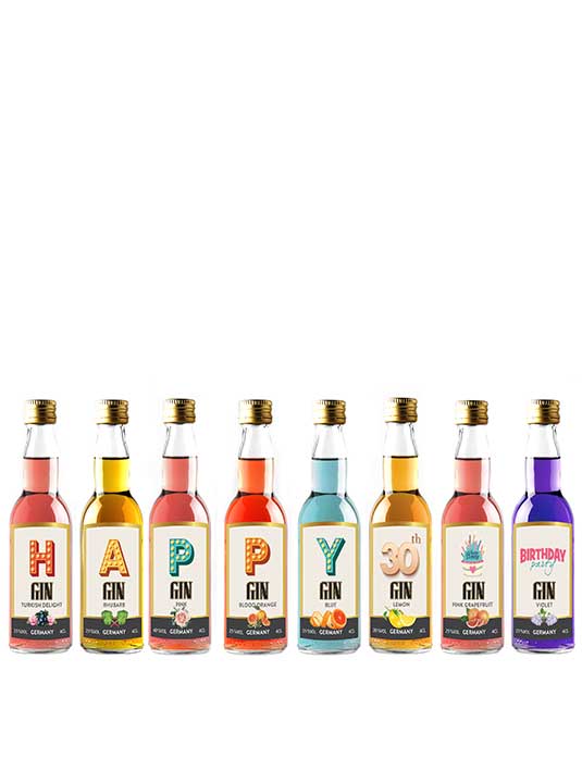 Happy 30th Birthday Gin Selection Gift Set - 8 Gin Flavour Varieties - (Pack of 8) - Image 3