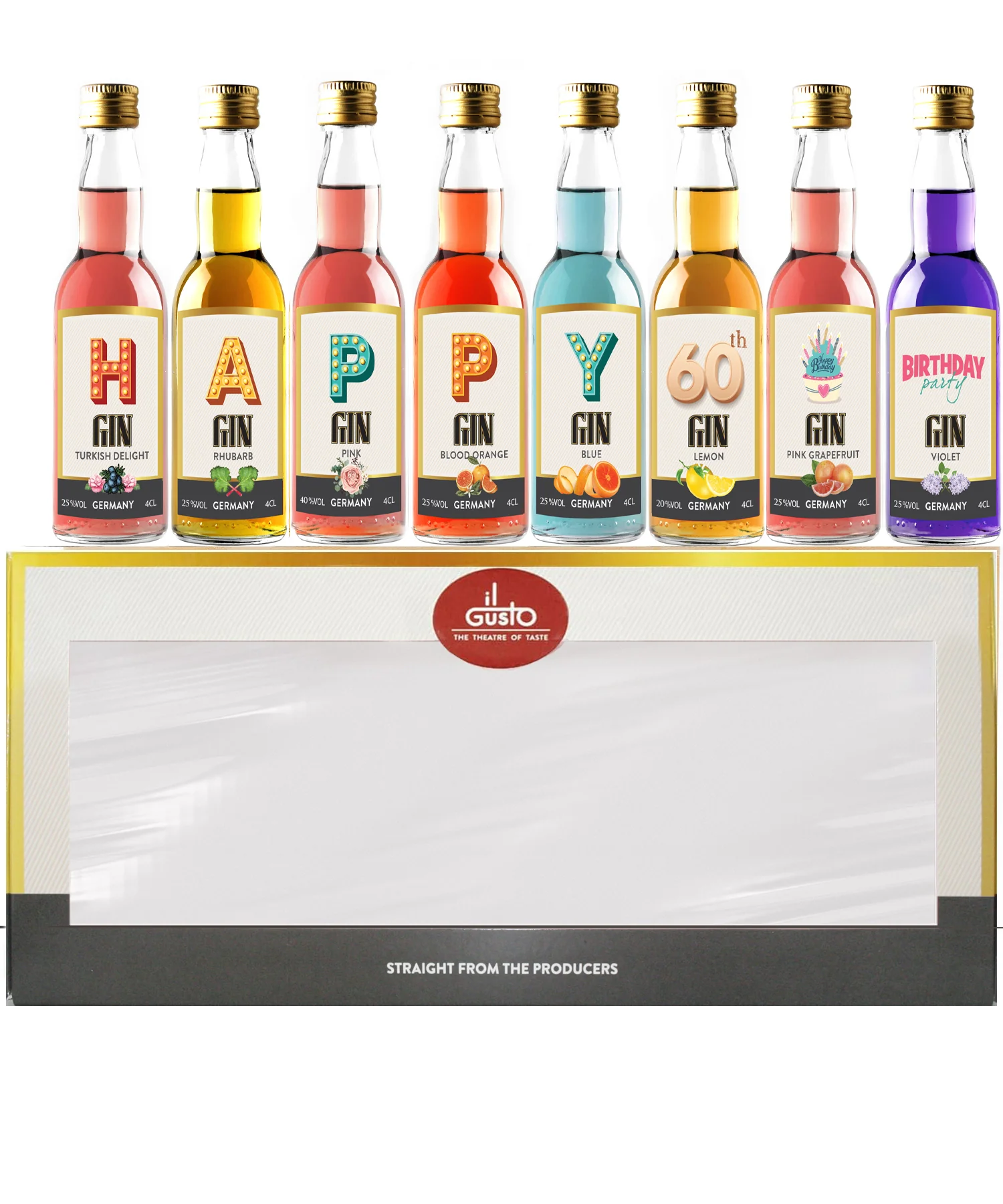 Happy 60th Birthday Gin Selection Gift Set - 8 Gin Flavour Varieties - (Pack of 8) - Image 3