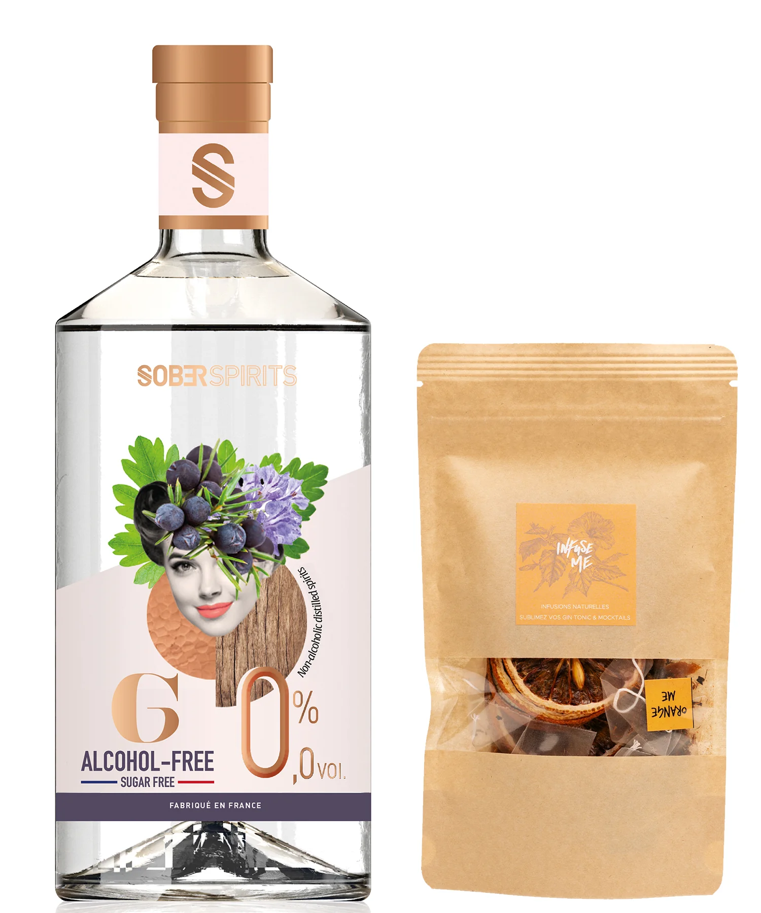 SOBER SPIRITS Non-Alcoholic 0.0% GIN (50cl) and INFUSE Pink Me Cocktail Mocktail Infusion Bags with Garnish - Image 4