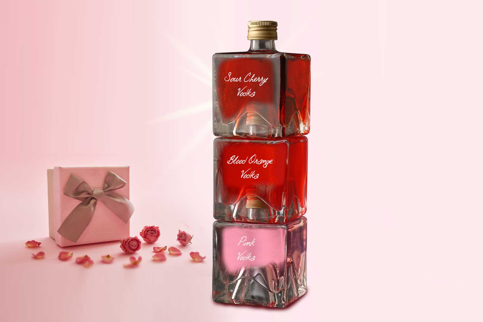 Vodka Tower Gift Set - Pink Vodka / Blood Orange Vodka / Sour Cherry Vodka - Image 3